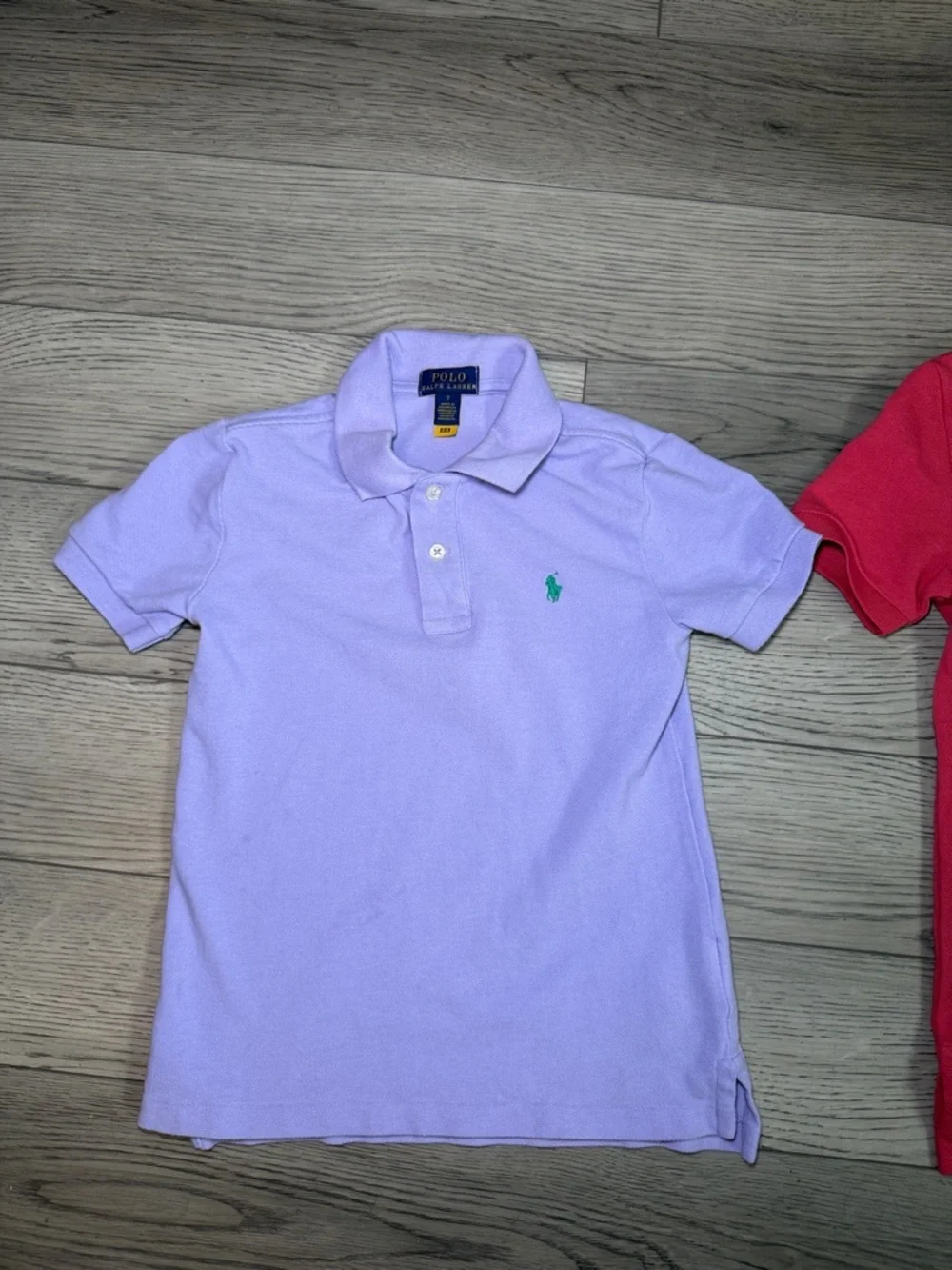 Polo Ralph Lauren LOT of 2 Kids Polo Shirts Size 7 Purple & Coral